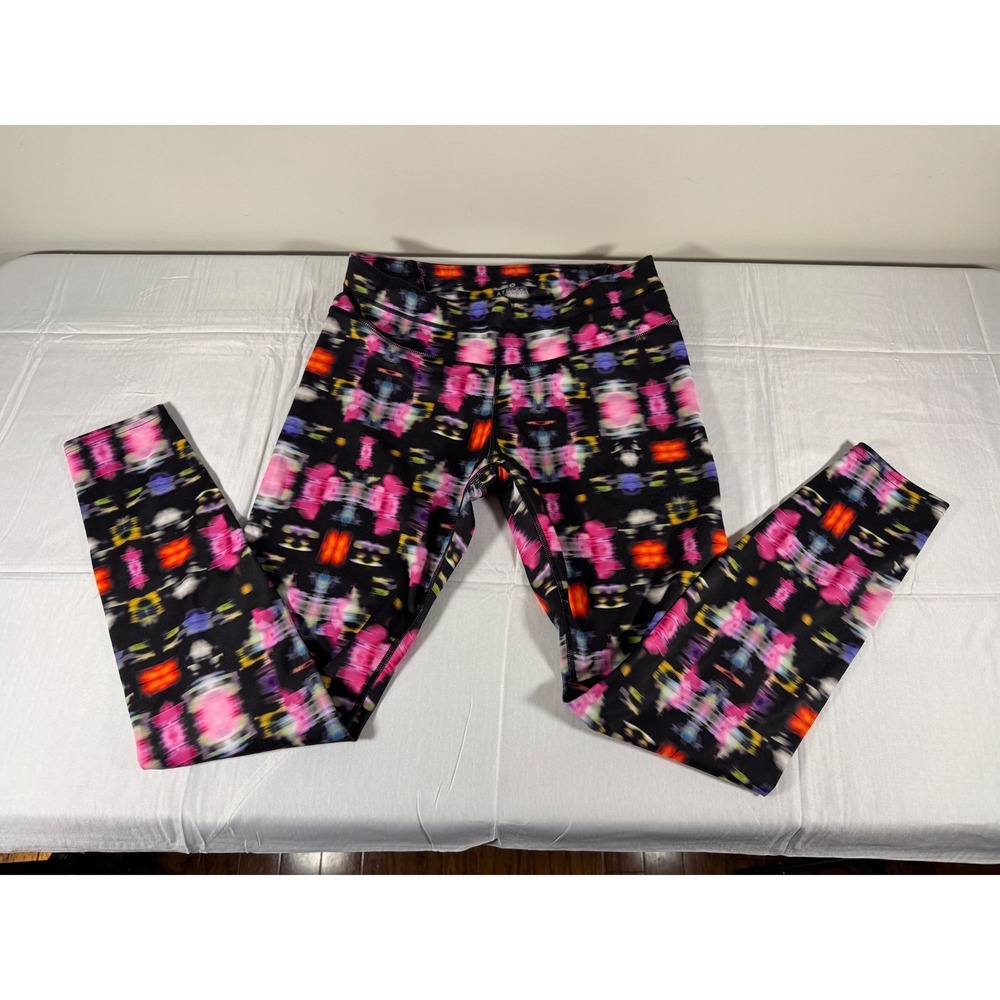 Athleta Womens Abstract Kaleidoscope Print Yoga Leggings Black Multi Color Sz M